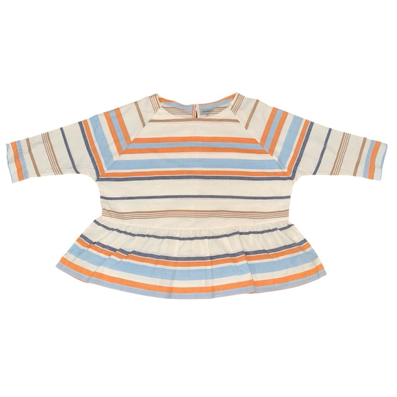 Anthropologie The Odells Sabbia Peplum Top Size M - White, Orange - Picture 3 of 11